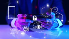 Cybersecurity cybercrime digital wallet VPN internet scam, businessman mobile phone network technology virus attack risk protection, identity privacy data hacking, AI artificial intelligence firewall - Powered by Shutterstock - Get 15% off with code: PIKWIZARD15