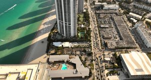 High shot Miami Beach highrise condos on the beach sea 5k