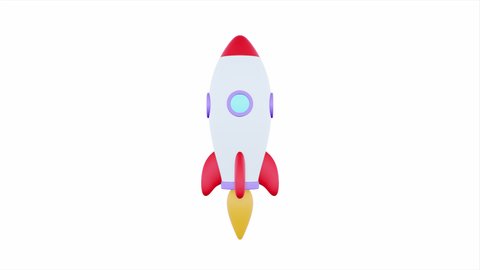 Ship rocket fly rotation. Startup new business project. New business project concept. Space shuttle. 4K Ultra HD