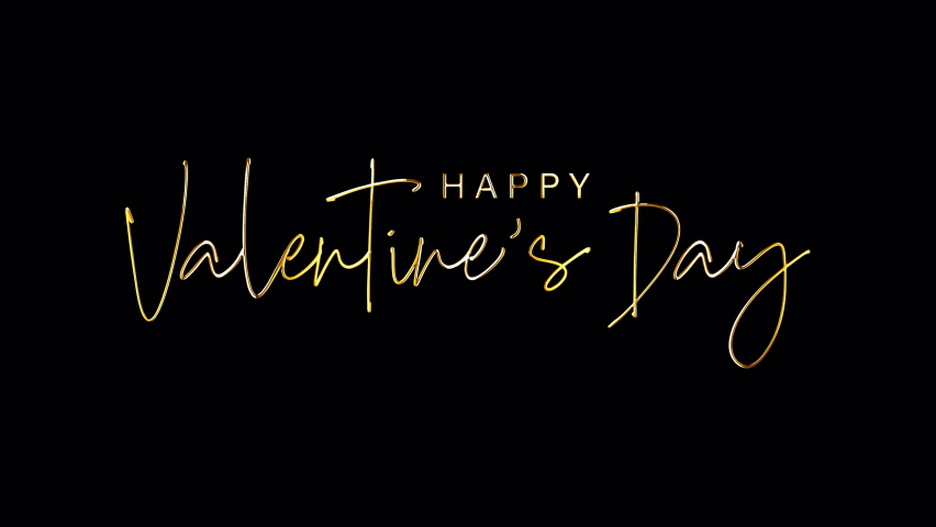 Happy Valentines day Gold Text Titles background typography of happy valentines day isolated with alpha channel Quick time Prores 444 encode. Romantic greeting text for overlay your video.
 Royalty-Free Stock Footage #1086574886