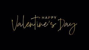 Happy Valentines day Gold Text Titles background typography of happy valentines day isolated with alpha channel Quick time Prores 444 encode. Romantic greeting text for overlay your video.
