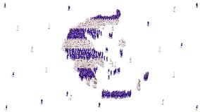 Greece Map and Flag. A large group of people in the Greece flag color form to create the map. 4K Animation Video. - Powered by Shutterstock - Get 15% off with code: PIKWIZARD15
