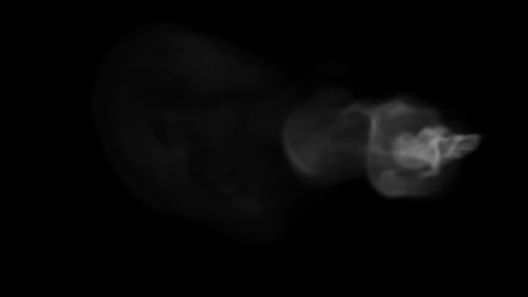 Top View of Tall and Thin Wisp of White Smoke with very Low Density going up Slowly on a Black Background with Alpha matters