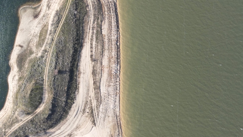 Aerial view of Pyasachnik (Sandstone) Reservoir, Sredna Gora Mountain, Plovdiv Region, Bulgaria