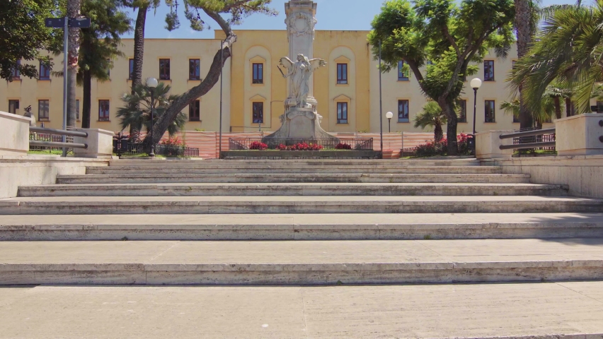 Piazza della Vittoria in Sorrento, Italy. Square, monument, park, building, architecture, Amalfi - 4K Video Footage