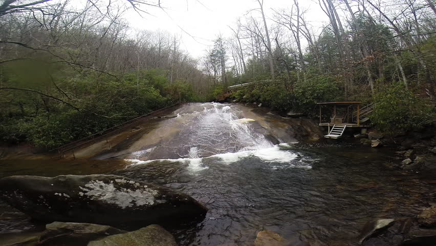 River runs down large rock, static. Sliding Rock, Pisgah National Forest.