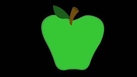Loop animation of a green apple bitten, on a transparent background