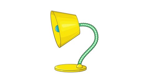 Yellow table lamp icon animation cartoon best object isolated on white background