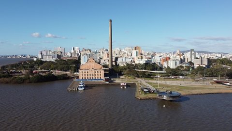 Downtown Porto Alegre Brazil. Rio Grande do Sul state. Cityscape of tourism landmark of city. Historic centre.
