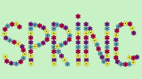 video animation where flowers bloom and write the word "Spring"