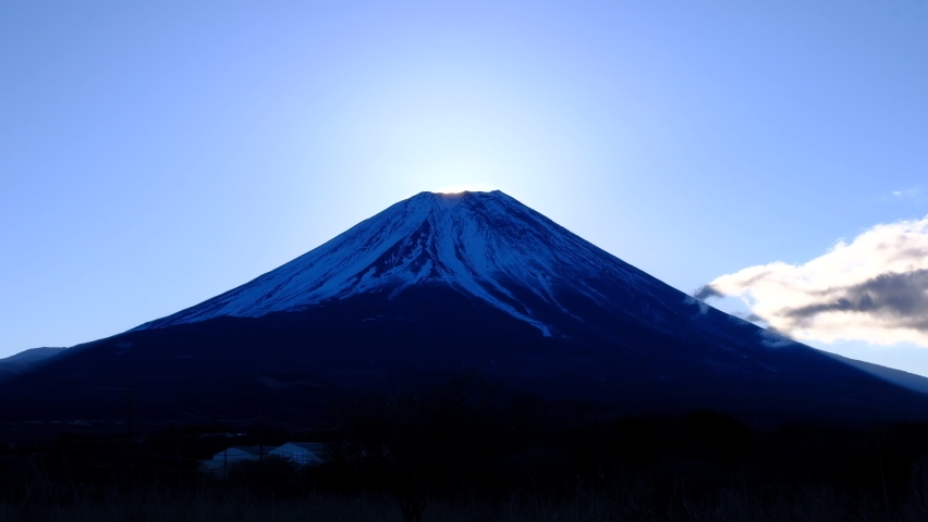 Diamond Mt.Fuji of Sunrise from Fujigane Japan Royalty-Free Stock Footage #1086635810