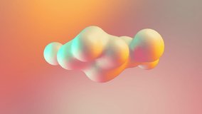 Liquid abstract shapes. 4K animation. Amorphous holographic metaball objects on a soft light background. 3d render.