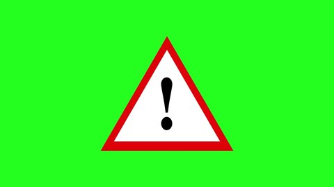 Attention sign with chroma key animation. Danger warning. Warning caution board. Hazard warning animation. flashing exclamation mark. exclamation icon