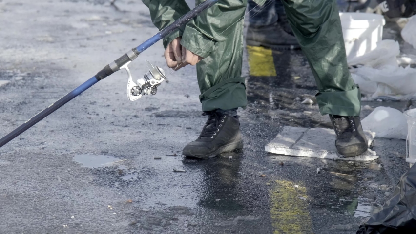 Fisherman at work in overcast