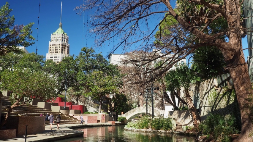 Sunny view of Riverwalk at Texas