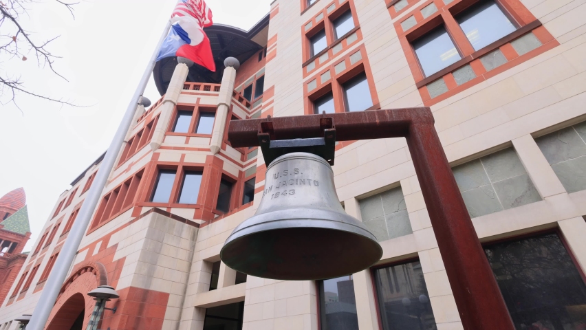 Overcast view of a USS San Jacinto Liberty Bell at Texas