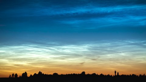 Noctilucent clouds timelapse, 4k timelapse of mystic clouds at summer night