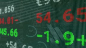 Animation of stock market and financial data processing over black background. global business, finances and digital interface concept digitally generated video. - Powered by Shutterstock - Get 15% off with code: PIKWIZARD15