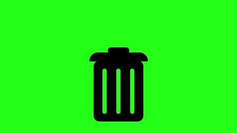 Trash lid animation opening and closing. Trash bin animation. Recycle bin with open lid animation. Open and closed cap of trash can. Chroma key