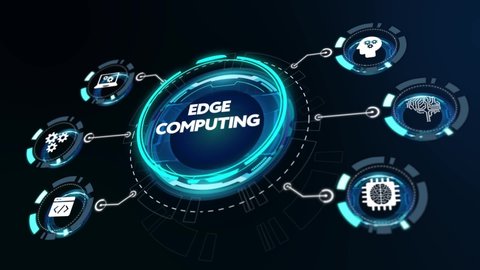 Edge computing modern IT technology on virtual screen. Business, technology, internet and networking concept. 