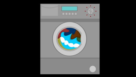 Loop animation of a washing machine in motion, on a transparent background 