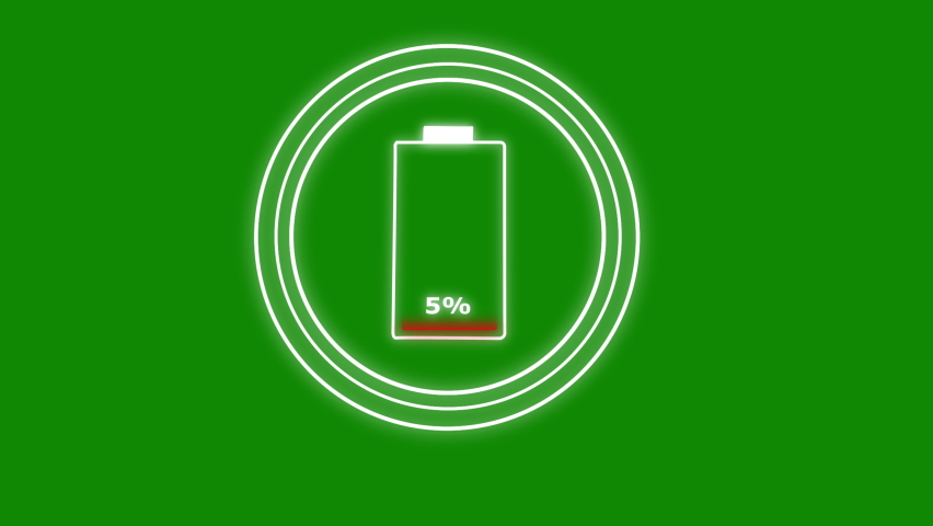 Battery icon charge with percentages and spinning loading circles around, green screen VFX animation Royalty-Free Stock Footage #1086715637