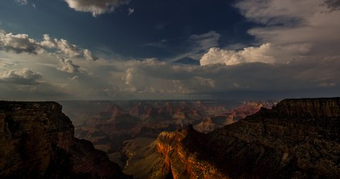 Grand Canyon drenched with desert color and late-day clearing storm clouds.