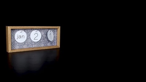 A wooden calendar block showing the date January 21st with a mans hand putting on and taking off the metal discs with the date and month on them, filmed in 8k quality 