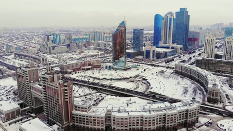 Center of the capital of Kazakhstan, aerial view. 
