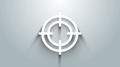 White Target sport icon isolated on grey background. Clean target with numbers for shooting range or shooting. 4K Video motion graphic animation.
