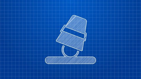 White line Game thimbles icon isolated on blue background. Ball and glass. Chance and fortune concept. 4K Video motion graphic animation.