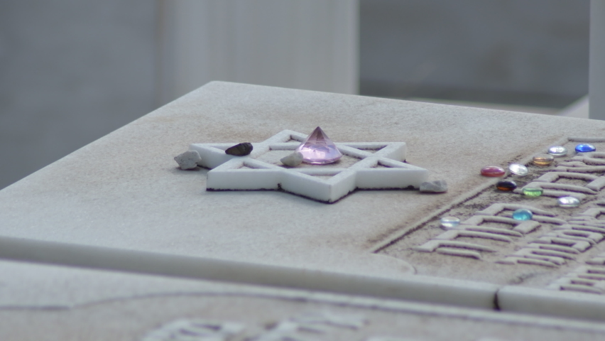 David star and colours stones in a jewish grave