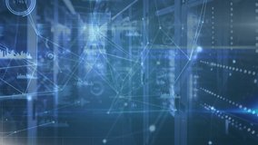 Animation of network of connections with icons and scope scanning over server room. global business, finances, connections and digital interface concept digitally generated video. - Powered by Shutterstock - Get 15% off with code: PIKWIZARD15