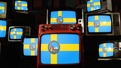 Flag of Wilmington, Delaware, and Vintage Televisions.