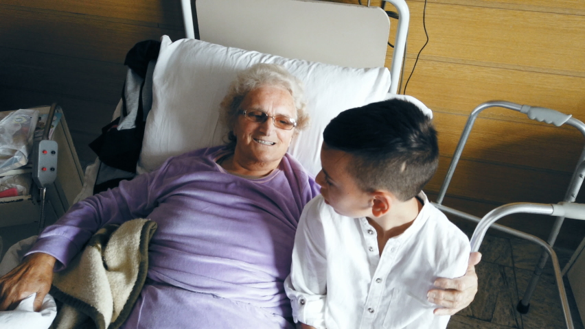 Grandmother and grandson in hospital Royalty-Free Stock Footage #1086739967