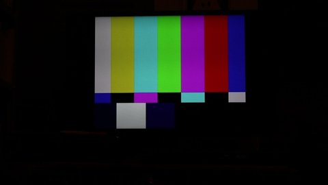 TV color bars test map screen. Television color test calibration bars