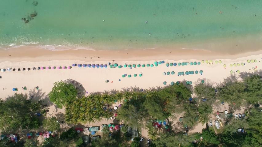 Amazing beautiful beach Aerial view of Tropical beach sea in the beautiful Phuket island Located at Surin beach Phuket Thailand | Shutterstock HD Video #1086749219