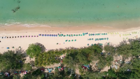 Amazing beautiful beach Aerial view of Tropical beach sea in the beautiful Phuket island Located at Surin beach Phuket Thailand