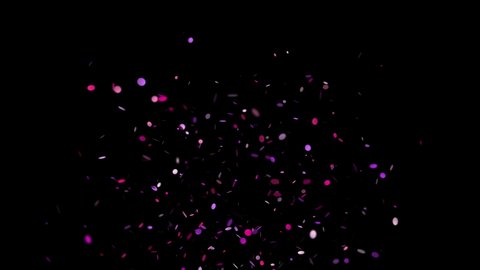 Colorful rainbow Confetti falling animation on black background screen. 3d abstract animation of particles.