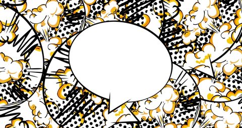 Comic Book Speech Bubble Background. Motion poster. 4k animated Comics moving, changing elements, wallpapers. Retro pop art style backdrop.