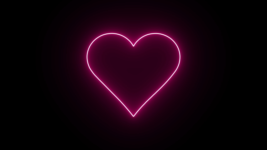 4K Animated Neon Line Light Beating Heart Icon with Pink Neon Light Effect Isolated on Black Background. Valentines day design element. Glowing neon heart. Royalty-Free Stock Footage #1086753023