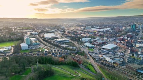 Cholera Monument Grounds at Sheffield city centre England aerial