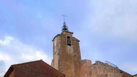 Belfry and clock tower of the village of Roussillon in Provence, France