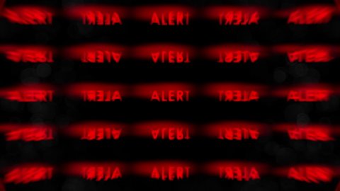 A bouncing animation of the red text message Alert, an ominous warning over a black background.
