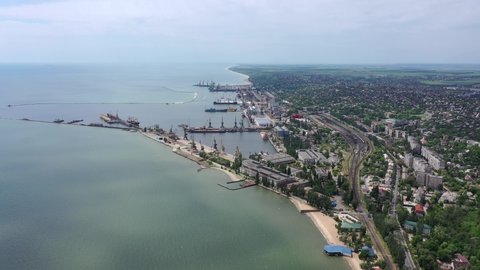 Aerial view of the seaport. Mariupol Ukraine