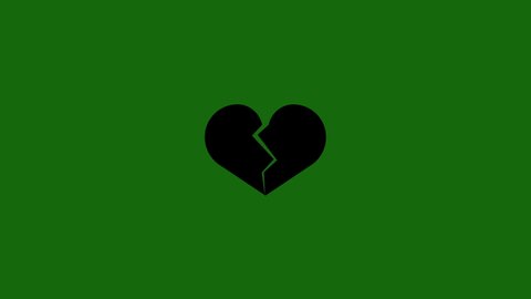 Broken Heart icon animation. green background. 4K motion animation.