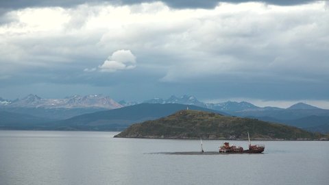 Cruise to Patagonia. Landscape on Glacier Avenue, Cruise Ship Explorers of Patagonia, Chilean Fjords. Patagonia, Strait of Magellan, Chile, South America, America.