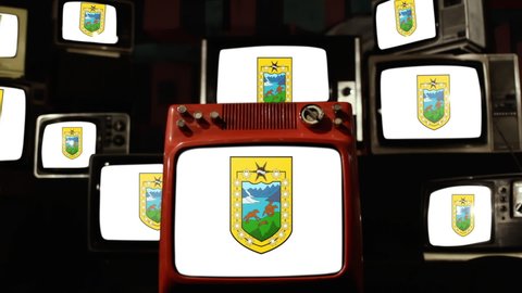 Flag of Aysen Region, Chile, and Vintage Televisions.