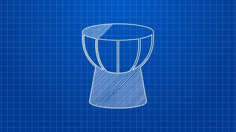 White line African darbuka drum icon isolated on blue background. Musical instrument. 4K Video motion graphic animation.