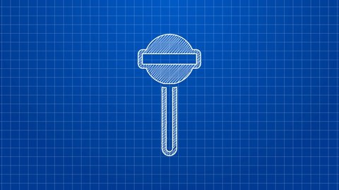 White line Lollipop icon isolated on blue background. Food, delicious symbol. 4K Video motion graphic animation.